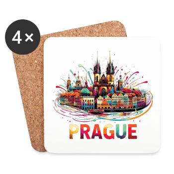 Prag Hauptstadt Tschechien Geschenk - Untersetzer (4er-Set) - Weiß - Vorne
