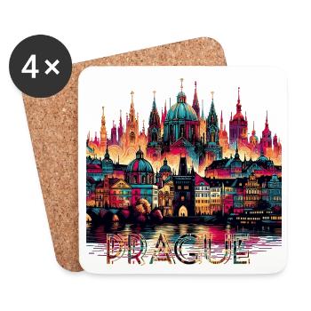 Prag Hauptstadt Tschechien Geschenk - Untersetzer (4er-Set) - Weiß - Vorne
