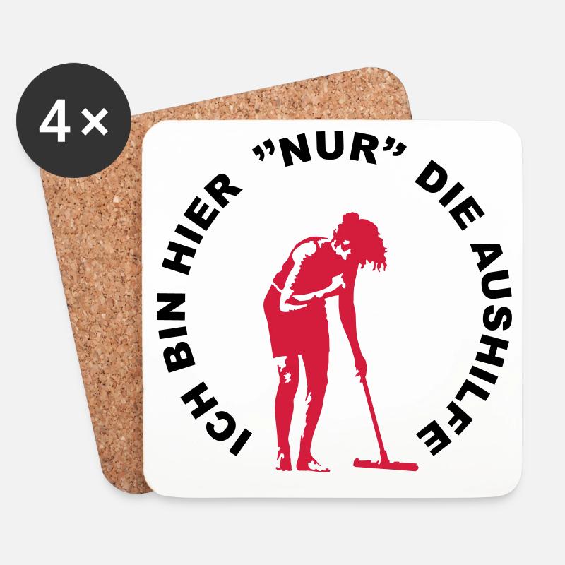 Frau beim Putzen Silhouette - Untersetzer (4er-Set) - Weiß