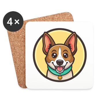 Rajapalayam Dog Breed Funny Cartoon Kawaii Clipart - Coasters (set of 4) - white - Front