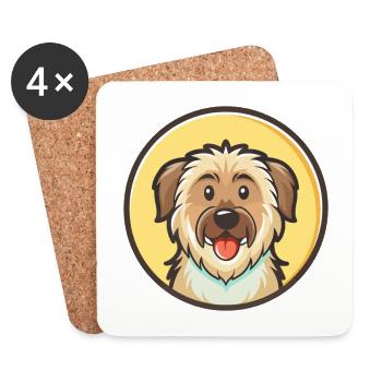 Pyrenäen-Schäferhund-Rasse-Cartoon Kawaii Clipart - Untersetzer (4er-Set) - Weiß - Vorne