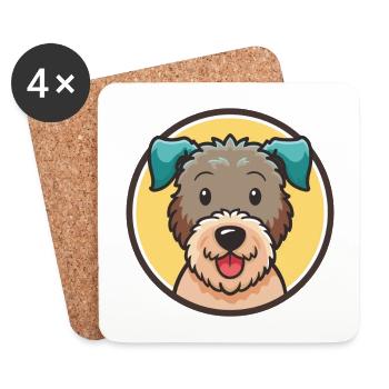 Illustration clipart kawaii de dessin animé de race de chien Pumi - Dessous de verre (lot de 4) - blanc - Devant