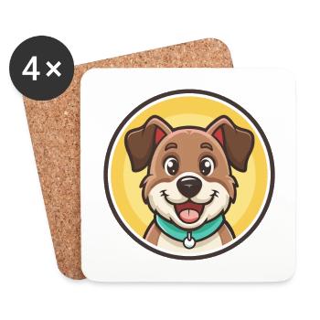 Rache Hund Rasse Cartoon Kawaii Clipart Tier Haustier - Untersetzer (4er-Set) - Weiß - Vorne