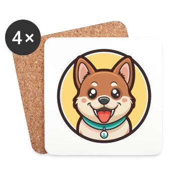 Rize Koyun Chien Race Dessin animé Kawaii Clipart Animal - Dessous de verre (lot de 4) - blanc - Devant