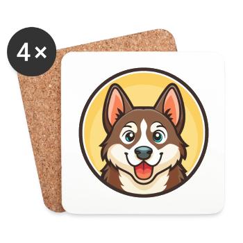 Russe Européen Laïka Chien Race Dessin Animé Kawaii - Dessous de verre (lot de 4) - blanc - Devant