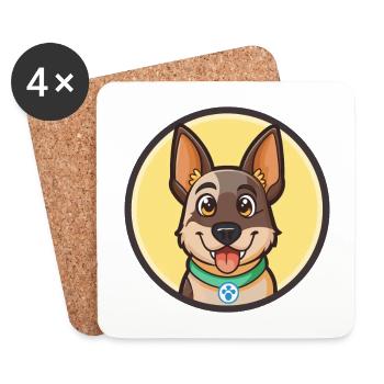 Rastreador Brasileiro Race de chien Dessin animé Kawaii Animal de compagnie - Dessous de verre (lot de 4) - blanc - Devant