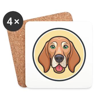 Redbone Coonhound Chien Race Dessin animé Kawaii Clipart - Dessous de verre (lot de 4) - blanc - Devant