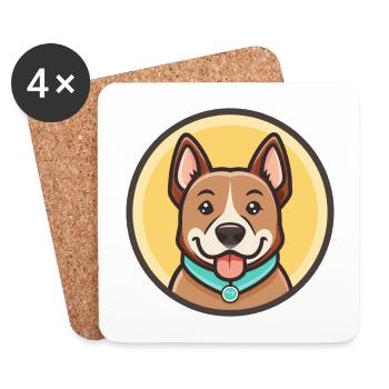 Sapsali Dog Breed Cartoon Character Kawaii Clipart - Coasters (set of 4) - white - Front