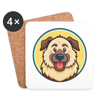 Sarplaninac Dog Breed Funny Cartoon Kawaii Clipart - Coasters (set of 4) - white - Front