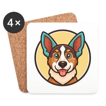 Russian Harlequin Hound Dog Breed Cartoon Kawaii - Coasters (set of 4) - white - Front