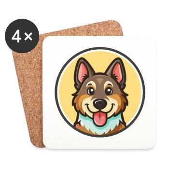 Saarlooswolfhond Hunderasse Cartoon Kawaii Clipart - Untersetzer (4er-Set) - Weiß - Vorne