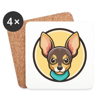 Russe Toy Terrier Chien Race Drôle Dessin Animé Kawaii - Dessous de verre (lot de 4) - blanc - Devant