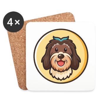 Schapendoes Chien Race Drôle Dessin animé Kawaii Clipart - Dessous de verre (lot de 4) - blanc - Devant