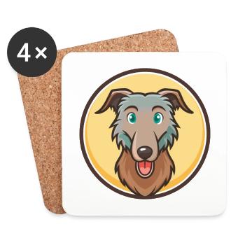 Scottish Deerhound Dog Breed Cartoon Kawaii - Coasters (set of 4) - white - Front