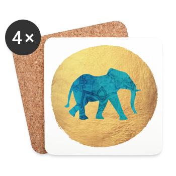 Cercle de Yoga Éléphant Luxe Yogi Inde Méditation om - Dessous de verre (lot de 4) - blanc - Devant