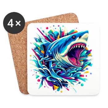 Shark - Coasters (set of 4) - white - Front