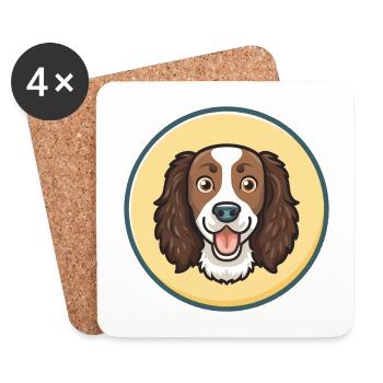 Petit Munsterlander Chien Race Drôle Dessin Animé Kawaii - Dessous de verre (lot de 4) - blanc - Devant