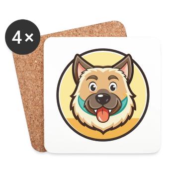 South Russian Ovcharka Dog Breed Cartoon Kawaii - Coasters (set of 4) - white - Front