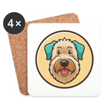 Weich beschichteter Wheaten Terrier Hund Rasse Cartoon Haustier - Untersetzer (4er-Set) - Weiß - Vorne