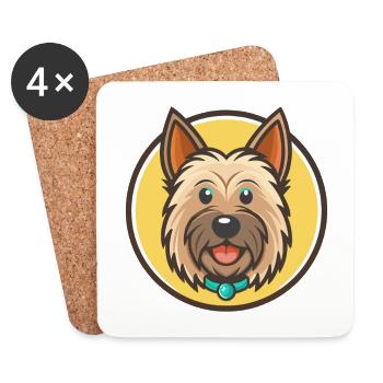 Skye Terrier Chien Race Dessin animé Kawaii Clipart Animal de compagnie - Dessous de verre (lot de 4) - blanc - Devant