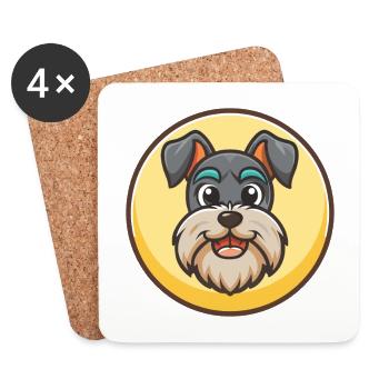 Standard Schnauzer Hunderasse Cartoon Kawaii - Untersetzer (4er-Set) - Weiß - Vorne
