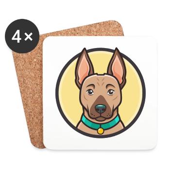 Thai Ridgeback Hund Rasse Cartoon Kawaii Clipart - Untersetzer (4er-Set) - Weiß - Vorne