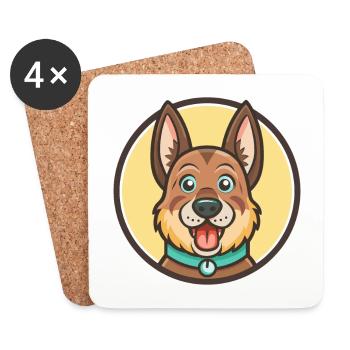 Uruguayen Cimarron Chien Race Dessin Animé Kawaii - Dessous de verre (lot de 4) - blanc - Devant