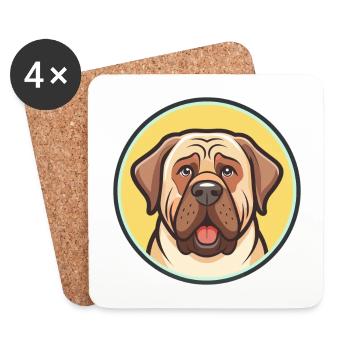 Spanische Dogge Hund Rasse Cartoon Kawaii Clipart - Untersetzer (4er-Set) - Weiß - Vorne