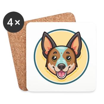 St Miguel bovin chien race dessin animé Kawaii Clipart - Dessous de verre (lot de 4) - blanc - Devant