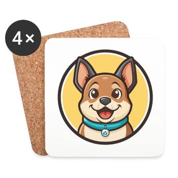 Strellufstover Hunderasse Cartoon Kawaii Clipart - Untersetzer (4er-Set) - Weiß - Vorne
