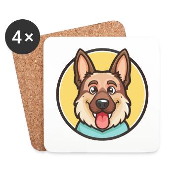 Schäferhund Rasse Cartoon Kawaii Clipart - Untersetzer (4er-Set) - Weiß - Vorne