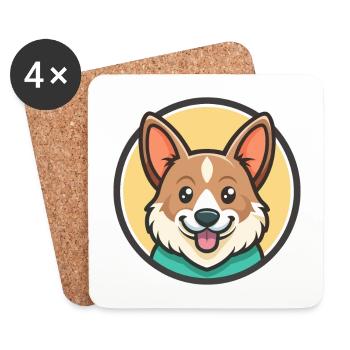 Taigan Dog Breed Cartoon Kawaii Clipart Animal Pet - Coasters (set of 4) - white - Front