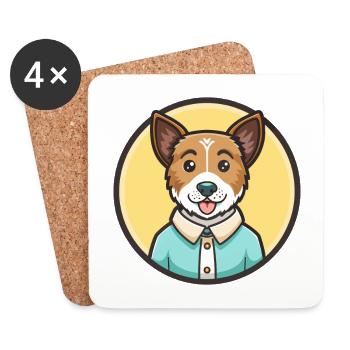 Teddy Roosevelt Terrier Dog Breed Cartoon Kawaii - Coasters (set of 4) - white - Front