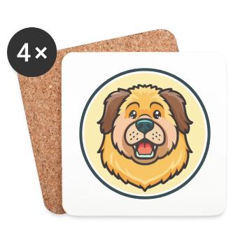 Tibetische Dogge Hund Rasse Karikatur Kawaii Clipart - Untersetzer (4er-Set) - Weiß - Vorne