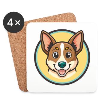 Treeing Feist Dog Breed Cartoon Kawaii Clipart Pet - Coasters (set of 4) - white - Front
