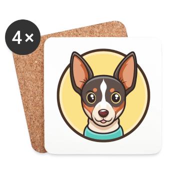Spielzeug Foxterrier Hund Rasse Cartoon Kawaii Clipart - Untersetzer (4er-Set) - Weiß - Vorne