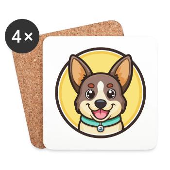 Vikhan Hund Rasse Cartoon Kawaii Clipart Tier Haustier - Untersetzer (4er-Set) - Weiß - Vorne