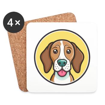 Welsh Hound Dog Breed Funny Cartoon Kawaii Clipart - Coasters (set of 4) - white - Front