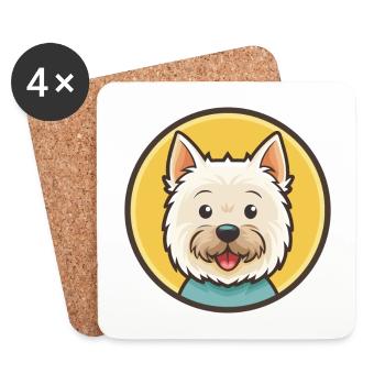 West Highland White Terrier Hund Rasse Cartoon Haustier - Untersetzer (4er-Set) - Weiß - Vorne