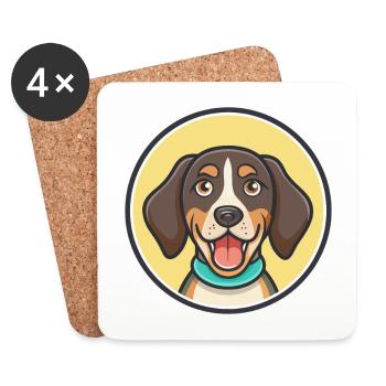 Transsilvanischer Windhund Hunderasse Lustige Karikatur Kawaii - Untersetzer (4er-Set) - Weiß - Vorne