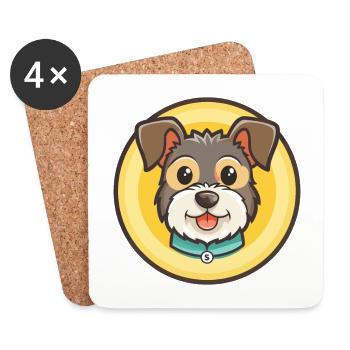 Terrier valencien chien race dessin animé Kawaii Clipart - Dessous de verre (lot de 4) - blanc - Devant