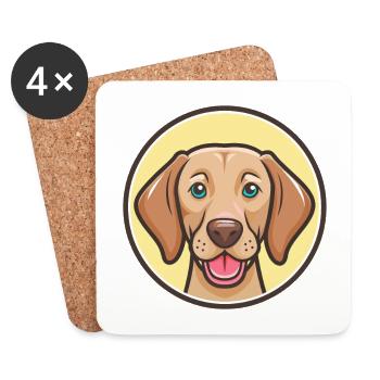 Vizsla Hund Rasse Cartoon Kawaii Clipart Tier Haustier - Untersetzer (4er-Set) - Weiß - Vorne
