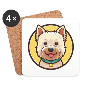 West Highland Terrier Hunderasse Karikatur Kawaii Haustier - Untersetzer (4er-Set) - Weiß - Vorne