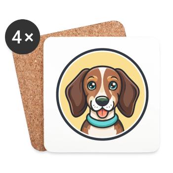 Westphalien Dachsbracke Chien Race Dessin Animé Kawaii - Dessous de verre (lot de 4) - blanc - Devant