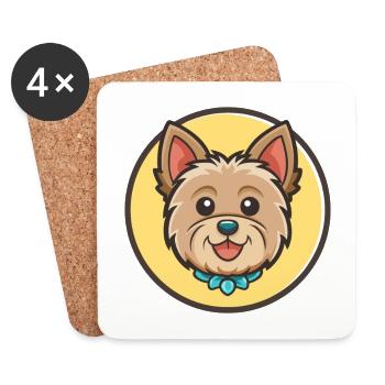 Yorkshire Terrier Dog Breed Cartoon Kawaii Clipart - Coasters (set of 4) - white - Front