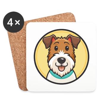Fil Fox Terrier Chien Race Dessin animé Kawaii Clipart - Dessous de verre (lot de 4) - blanc - Devant
