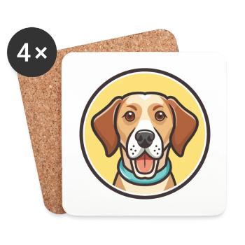 Treeing Cur Dog Breed Funny Cartoon Kawaii Clipart - Coasters (set of 4) - white - Front