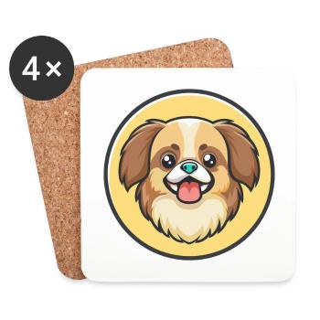 Tibetischer Spaniel Hund Rasse Cartoon Kawaii Clipart - Untersetzer (4er-Set) - Weiß - Vorne