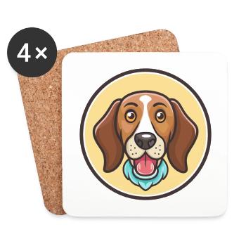 Vanjari Hound Chien Race Dessin animé Kawaii Clipart Animal de compagnie - Dessous de verre (lot de 4) - blanc - Devant