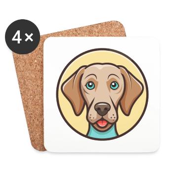 Weimaraner Hund Rasse Cartoon Kawaii Clipart Tier - Untersetzer (4er-Set) - Weiß - Vorne